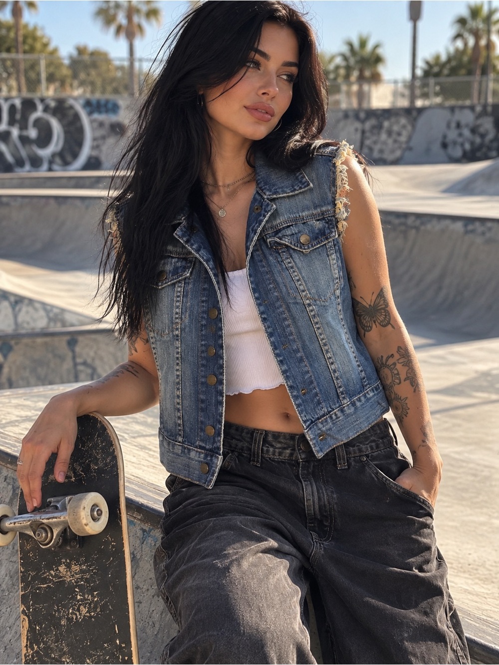 Bullhead Blue Distressed Denim Vest - Women's Sleeveless Jacket